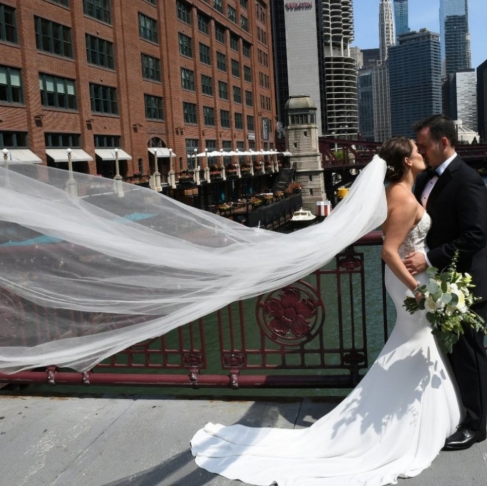 Cathedral Length Wedding Veil with Flowing Train